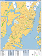 Jersey City  Wall Map Basic Style